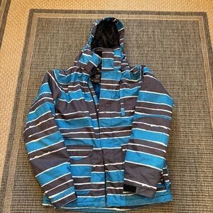 Rip zone Men's Blue and Gray Striped Snowboard  Jacket